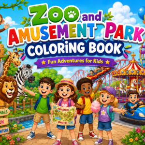 สมุดระบายสีเด็ก สวนสัตว์และสวนสนุก Zoo and Amusement Park Coloring Book for Kids